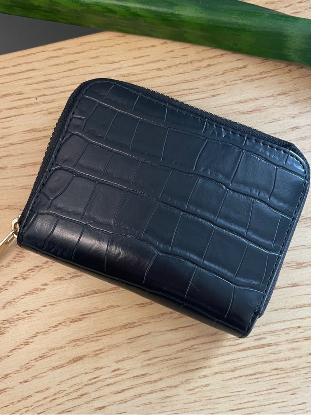 a new day Black Croc-Embossed Zip Wallet
